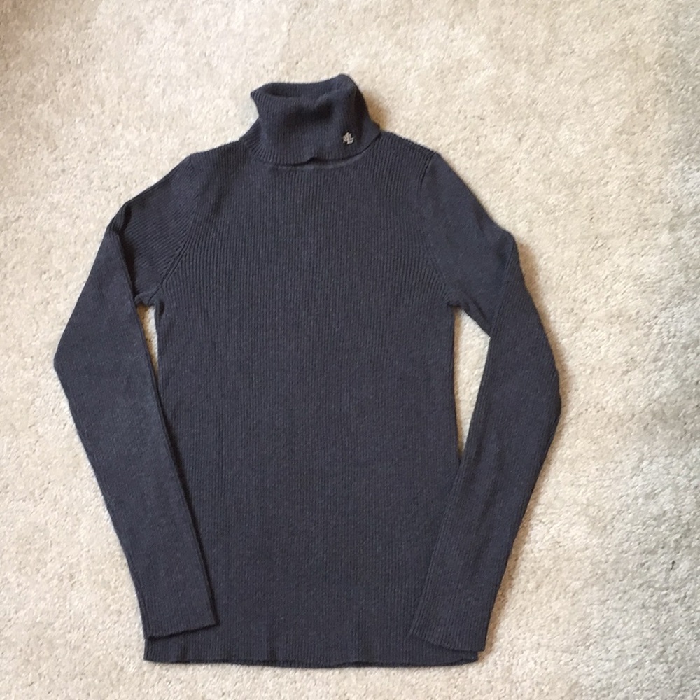 Ralph Lauren charcoal gray ribbed turtleneck. Sz S